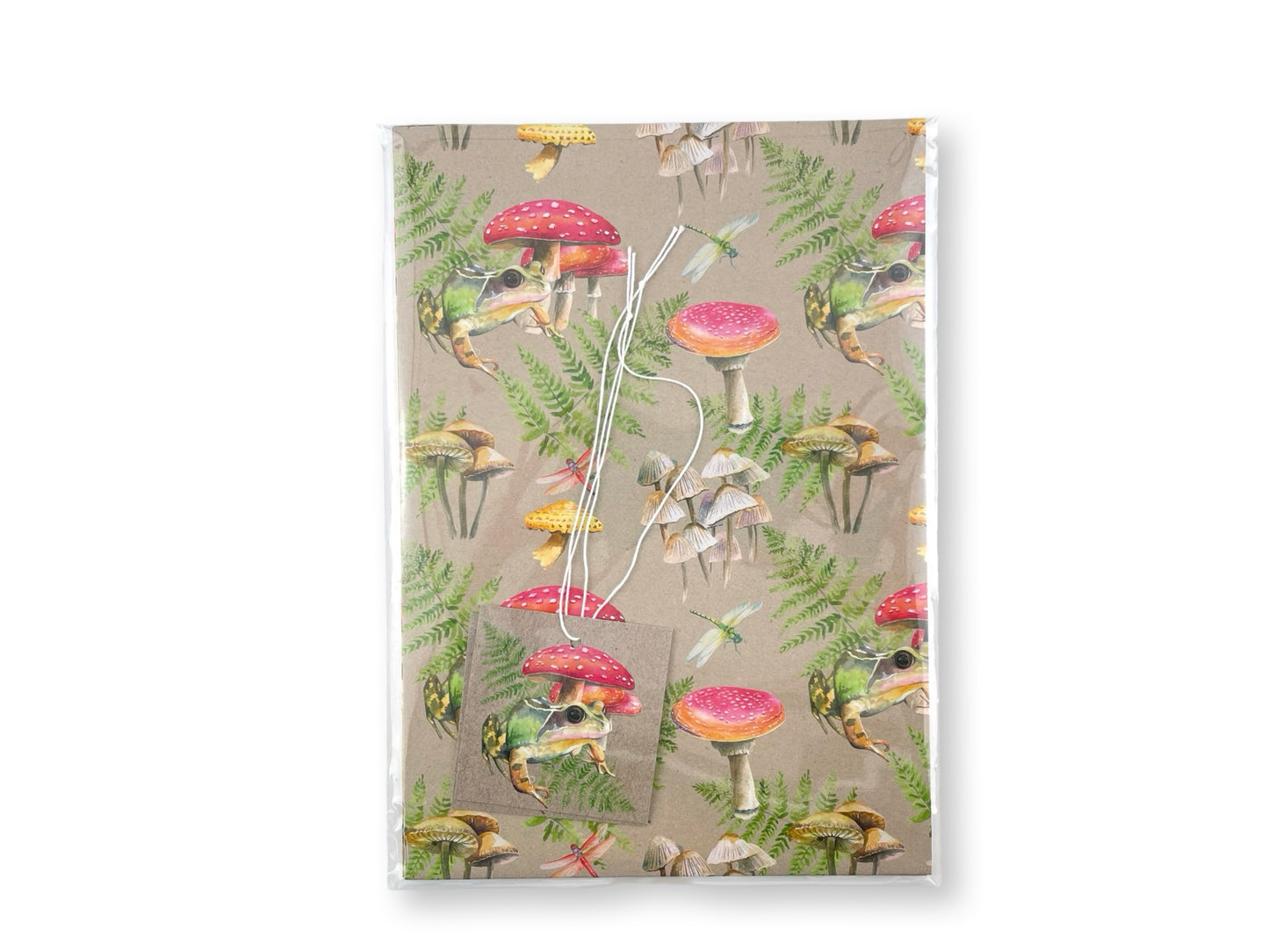 Mushroom and Frog Woodland Wrapping Paper and Tags