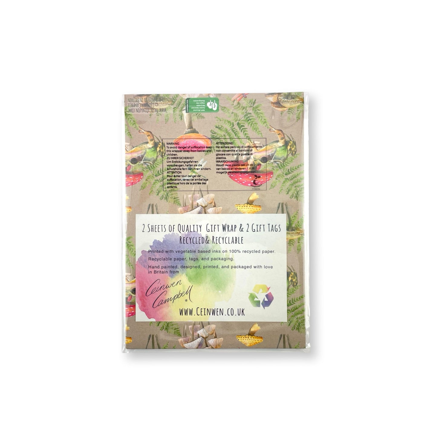 Mushroom and Frog Woodland Wrapping Paper and Tags