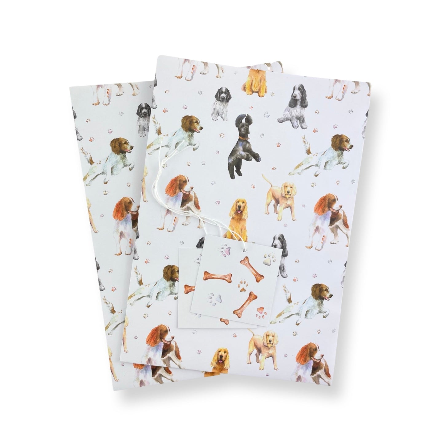 Cocker and springer spaniel gift wrapping paper by Ceinwen Campbell