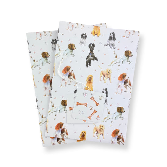Cocker and springer spaniel gift wrapping paper by Ceinwen Campbell