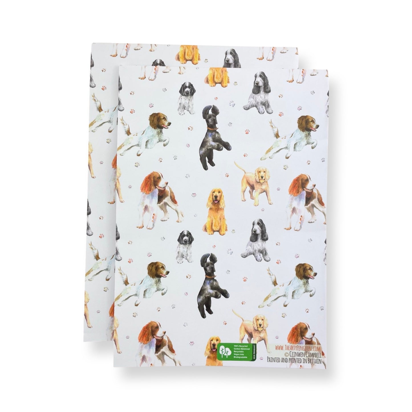 Cocker and springer spaniel gift wrapping paper by Ceinwen Campbell
