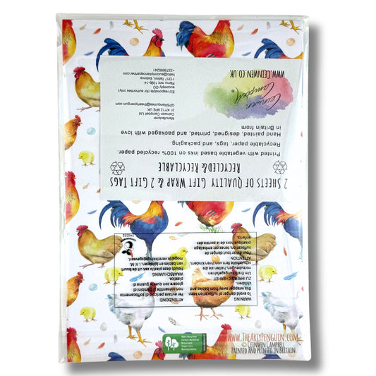 Recycled and recyclable Chicken Wrapping Paper and tags