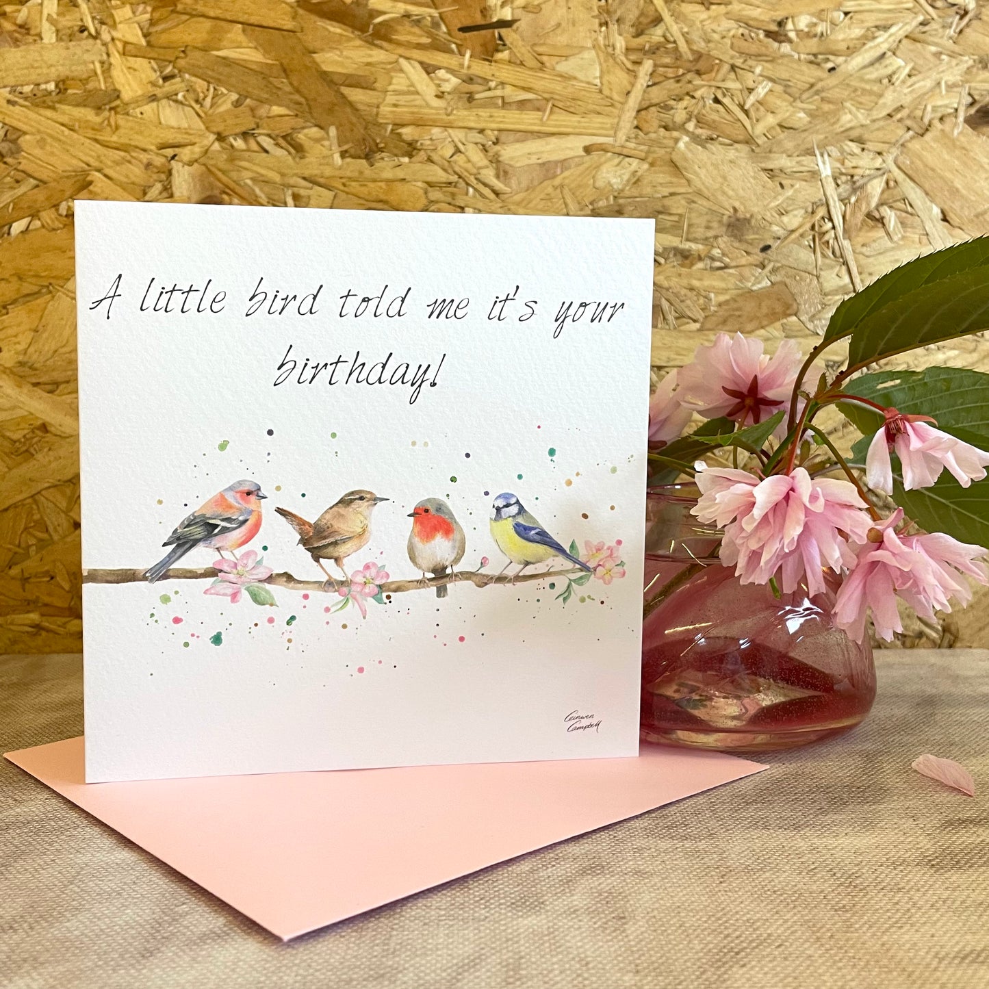 Quality garden bird pun birthday card by Ceinwen Campbell