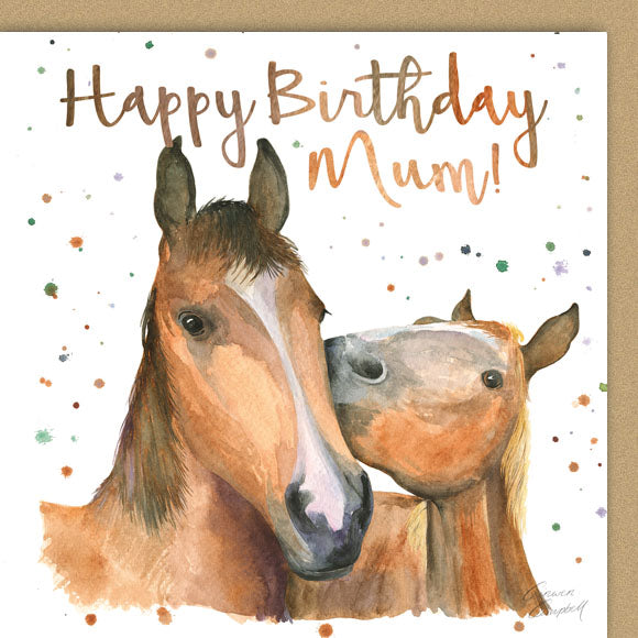 Horses Happy Birthday Mum quality card by Ceinwen Campbell