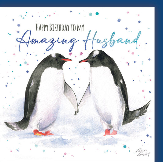 Penguin Happy Birthday to my amazing husband  by Ceinwen Campbell