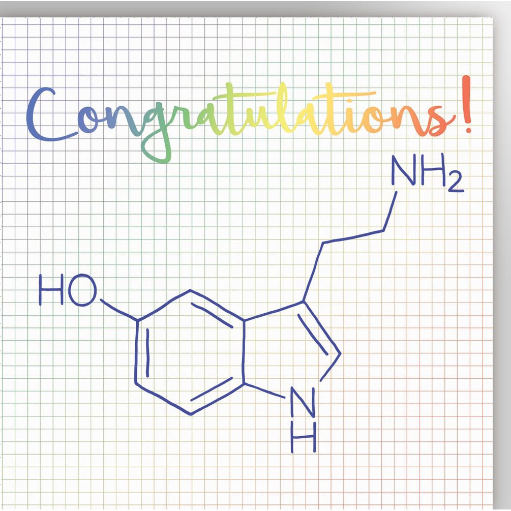 congratulations card with seratonin molecule