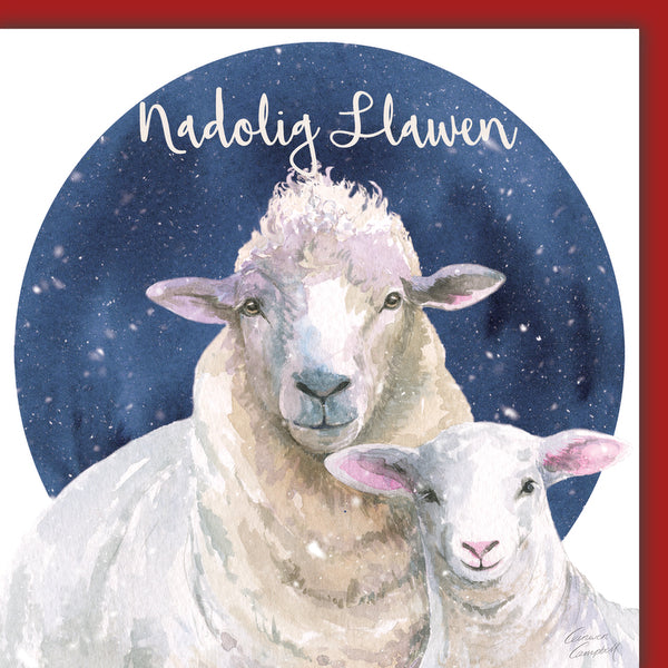 Nadolig Llawen welsh sheep Christmas card by Ceinwen Campbell