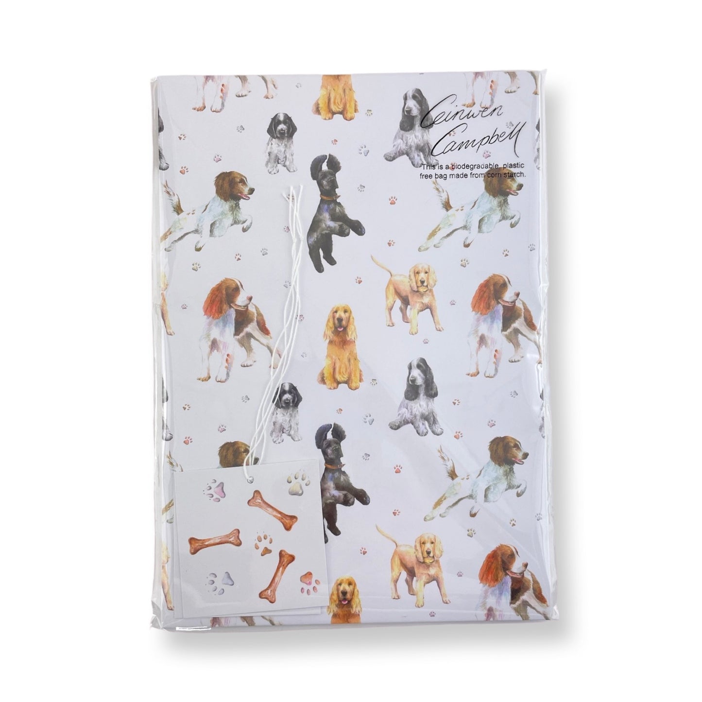 Cocker and springer spaniel gift wrapping paper by Ceinwen Campbell