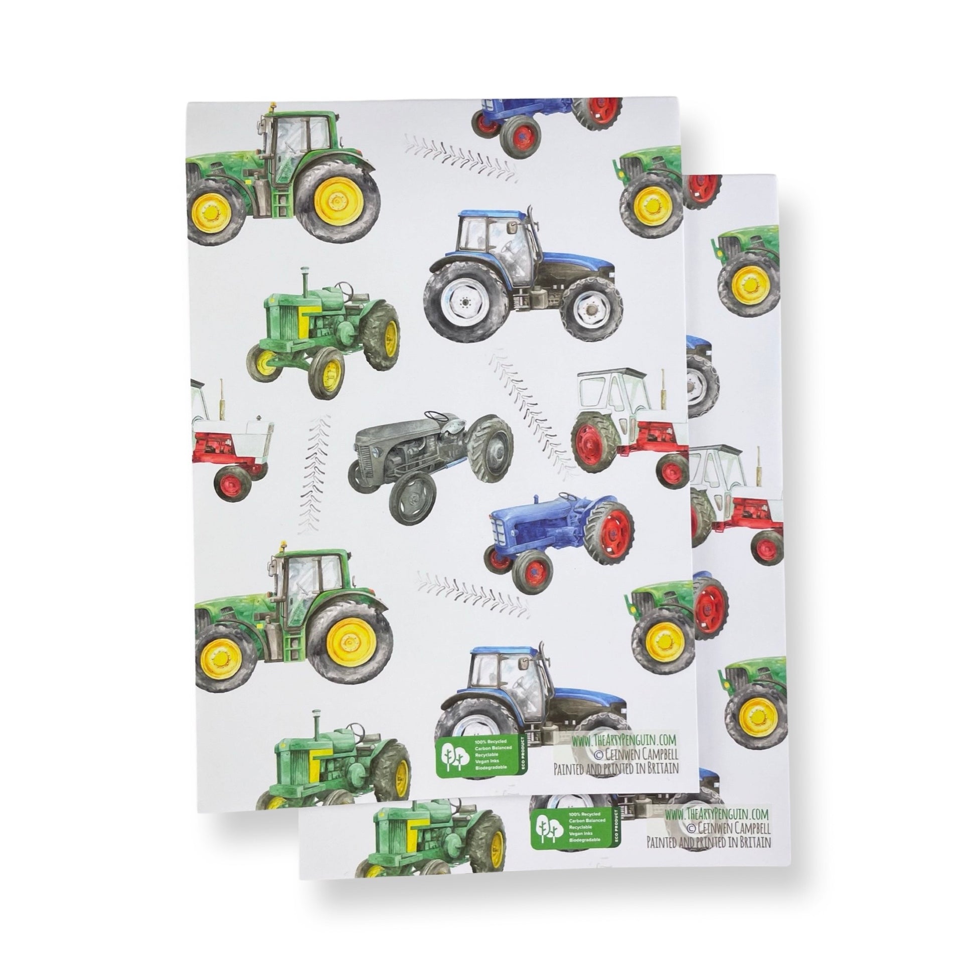 Tractor  - modern and  vintage  - recyclable gift wrapping paper by Ceinwen Campbell