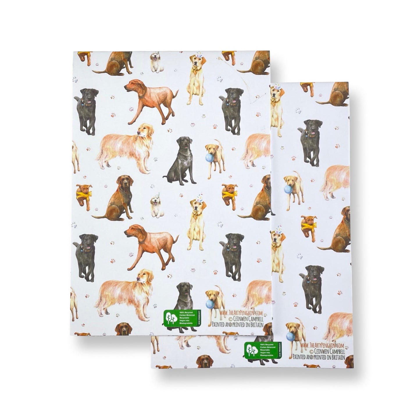 Labrador and Retriever recycled and recyclable gift wrapping paper by Ceinwen Campbell