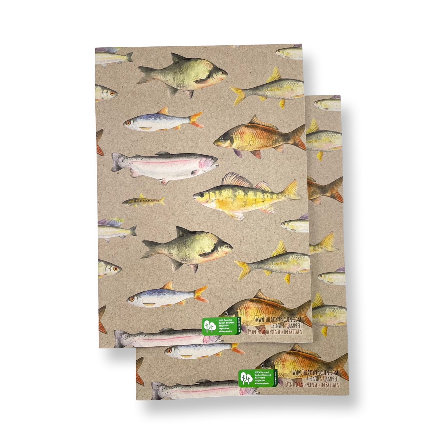 fresh water fish recycled and recyclable gift wrap by Ceinwen Campbell