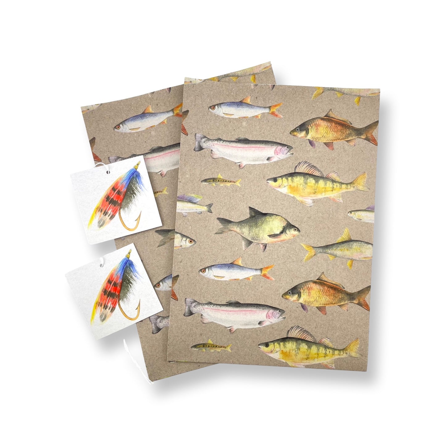 fresh water fish recycled and recyclable gift wrap by Ceinwen Campbell