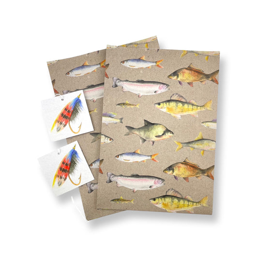 fresh water fish recycled and recyclable gift wrap by Ceinwen Campbell