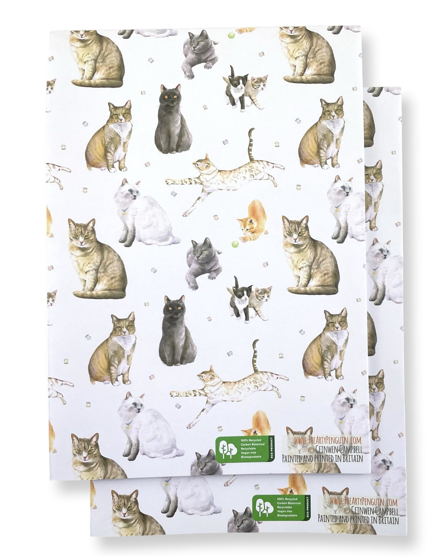 Cats and kitten quality recycled and recyclable gift wrapping paper paper by Ceinwen Campbell