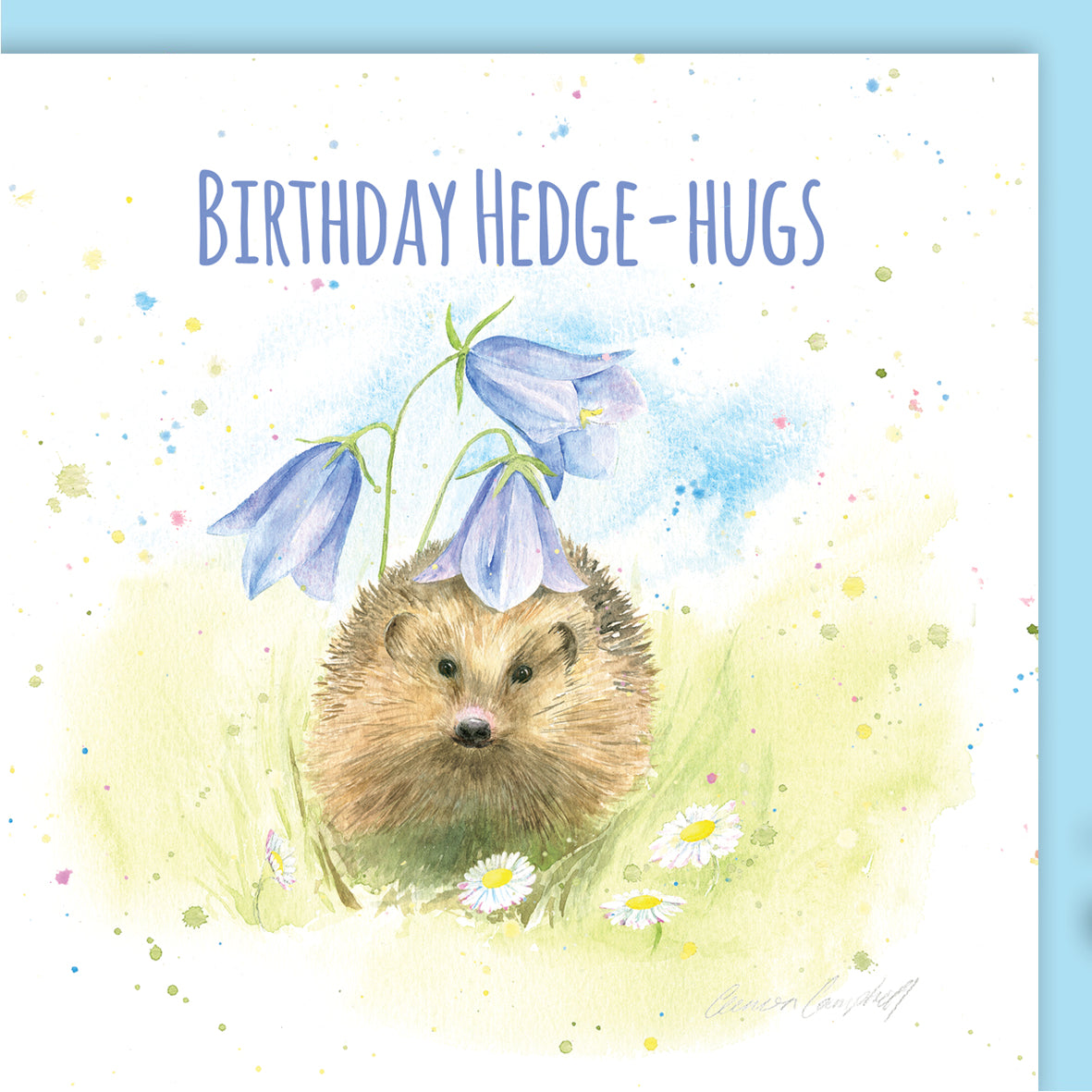 Hedgehog Hedge hugs birthday card by Ceinwen Campbell