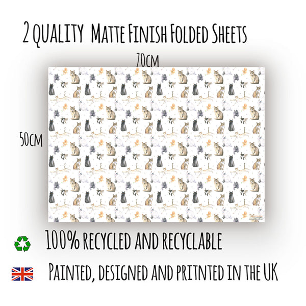 Cats and kitten quality recycled and recyclable gift wrapping paper paper by Ceinwen Campbell