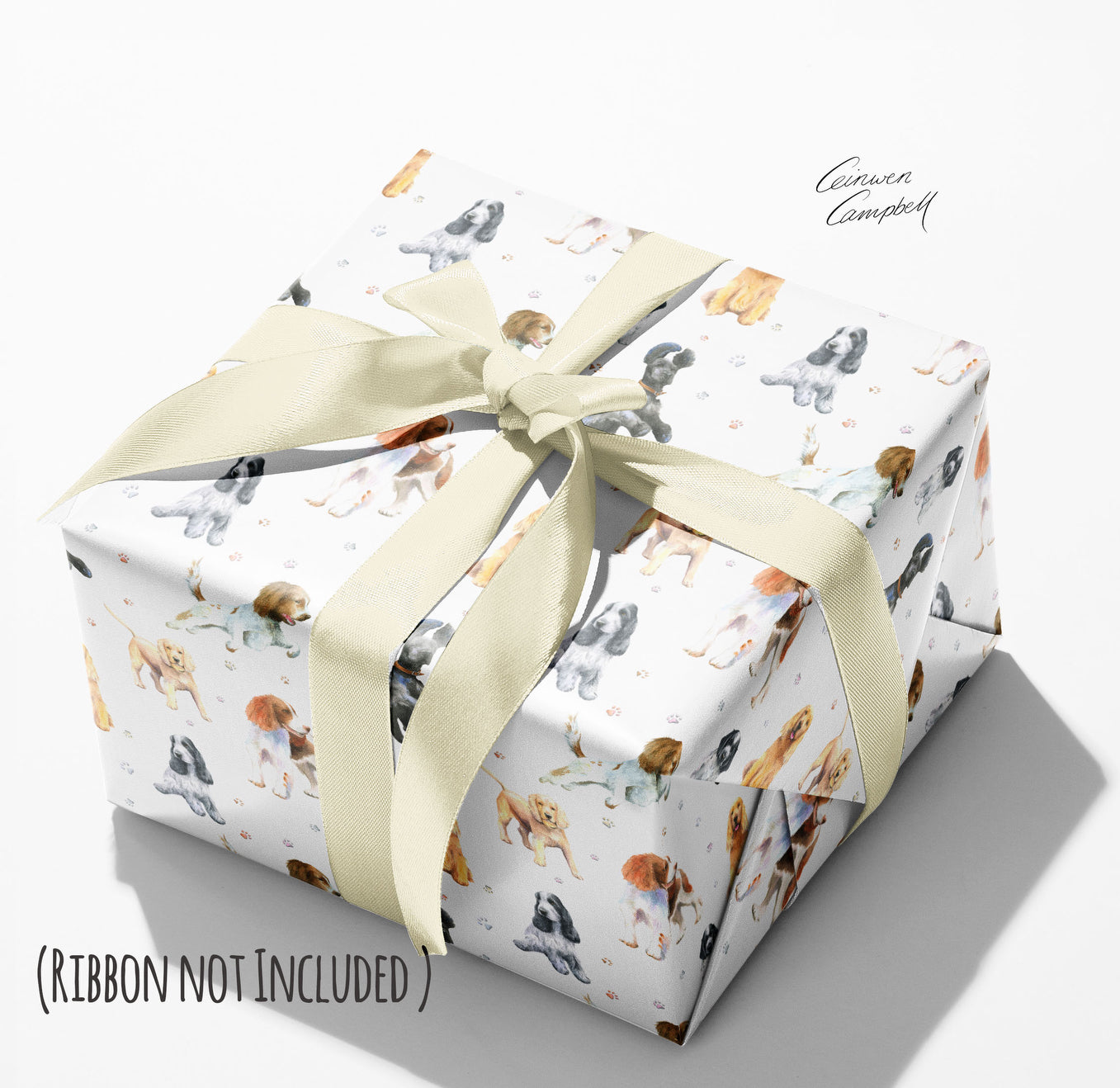 Cocker and springer spaniel gift wrapping paper by Ceinwen Campbell