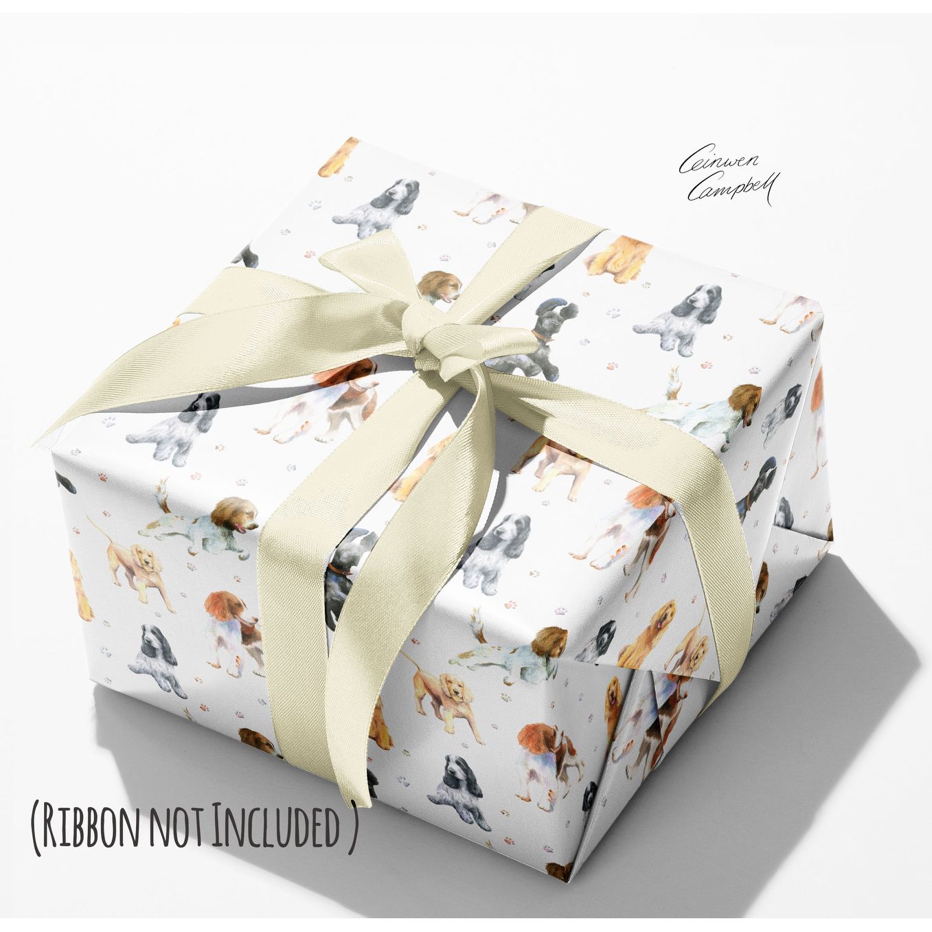 Cocker and springer spaniel gift wrapping paper by Ceinwen Campbell