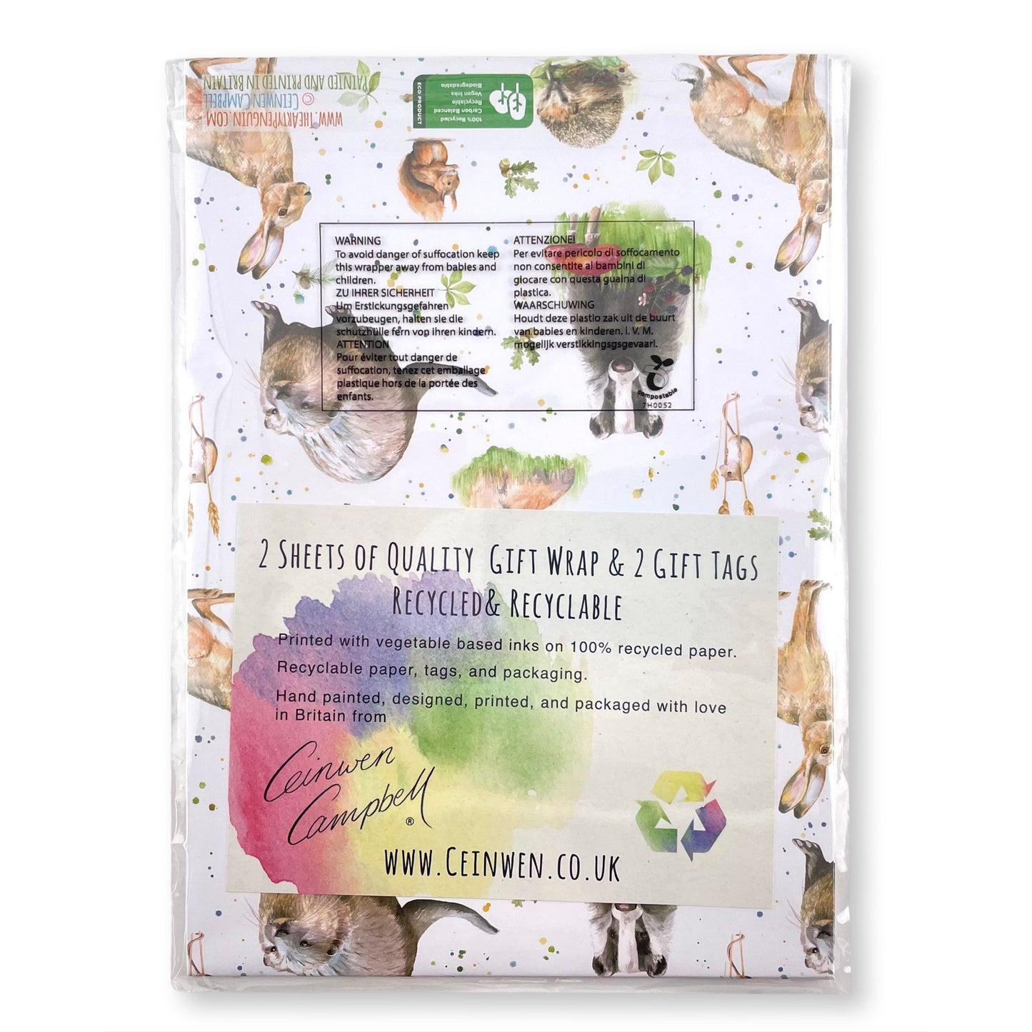 Country Animals Gift Wrapping Paper and Tags