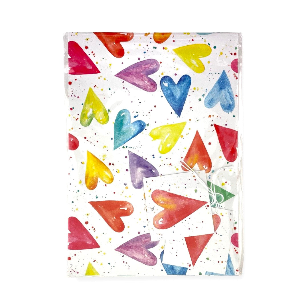 Hearts Recyclable Wrapping Paper and Tags