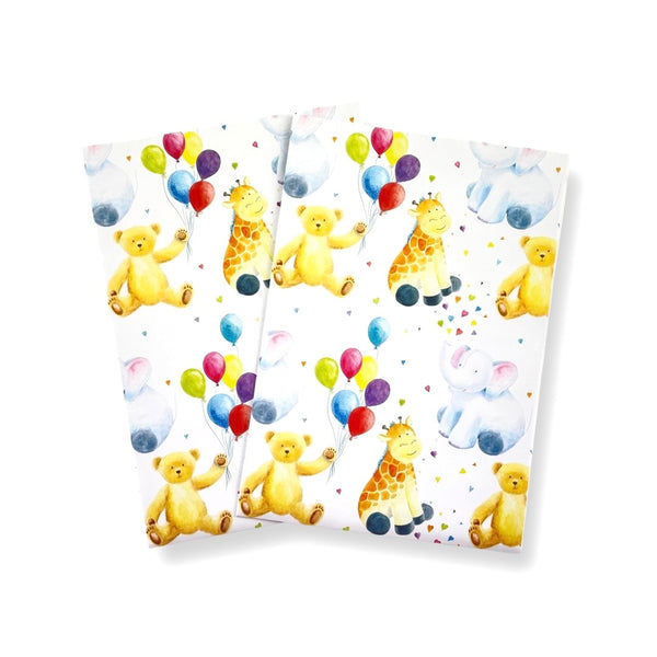 giraffe, elephant and teddy children's and new baby gift wrapping paper by Ceinwen Campbell