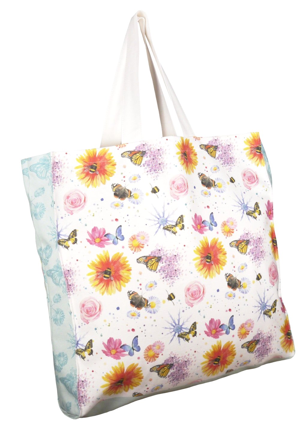 Flowers butterflies and bees shopping tote bag