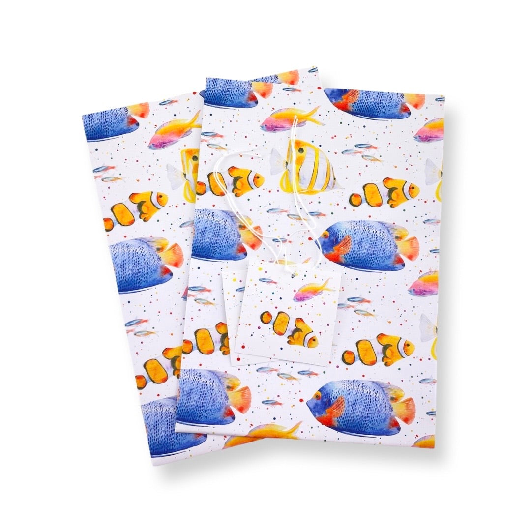 Tropical Fish Wrapping Paper and tags and Tags