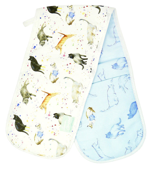 Cat and kittens double oven gloves by Ceinwen Campbell and The Arty Penguin