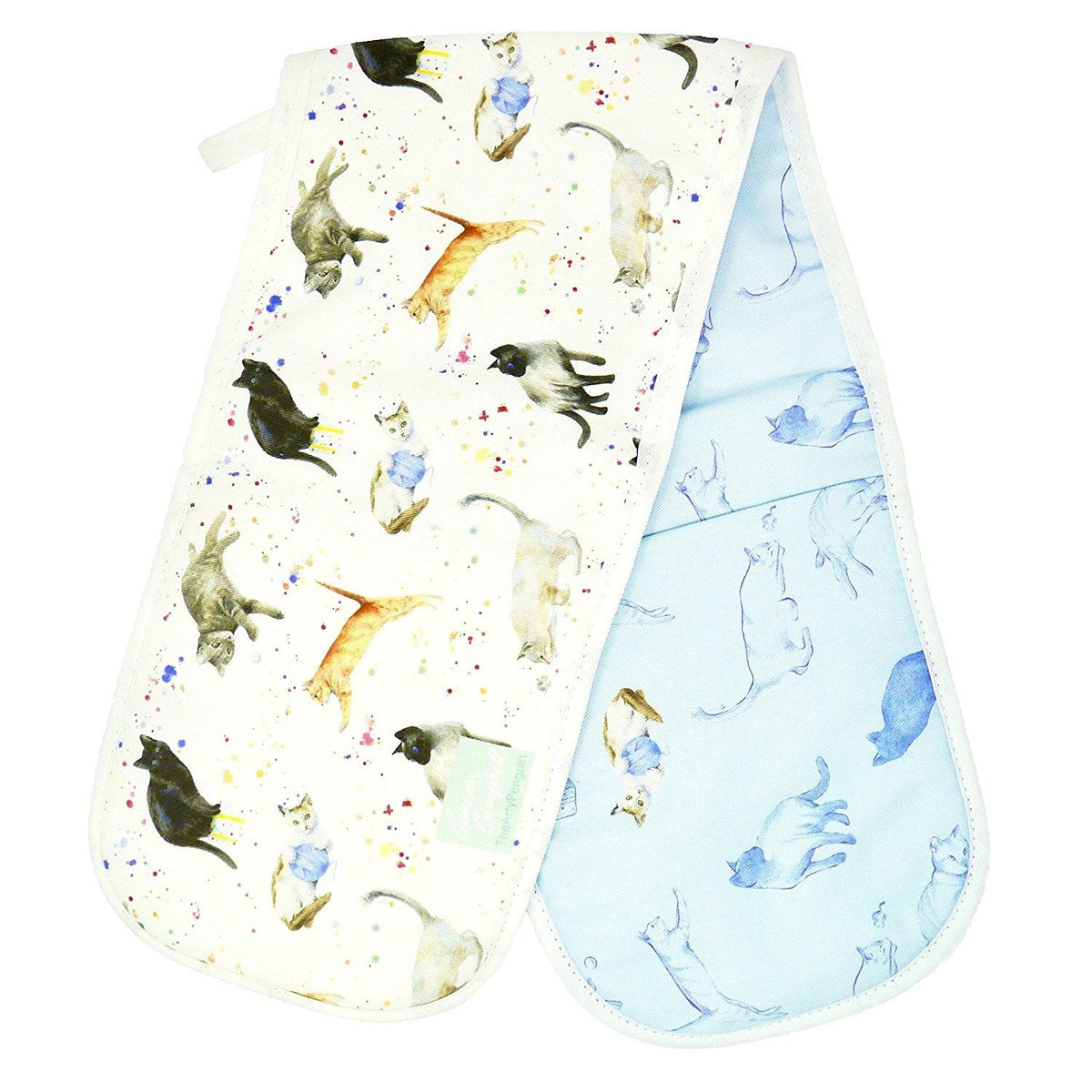 Cat and kittens double oven gloves by Ceinwen Campbell and The Arty Penguin