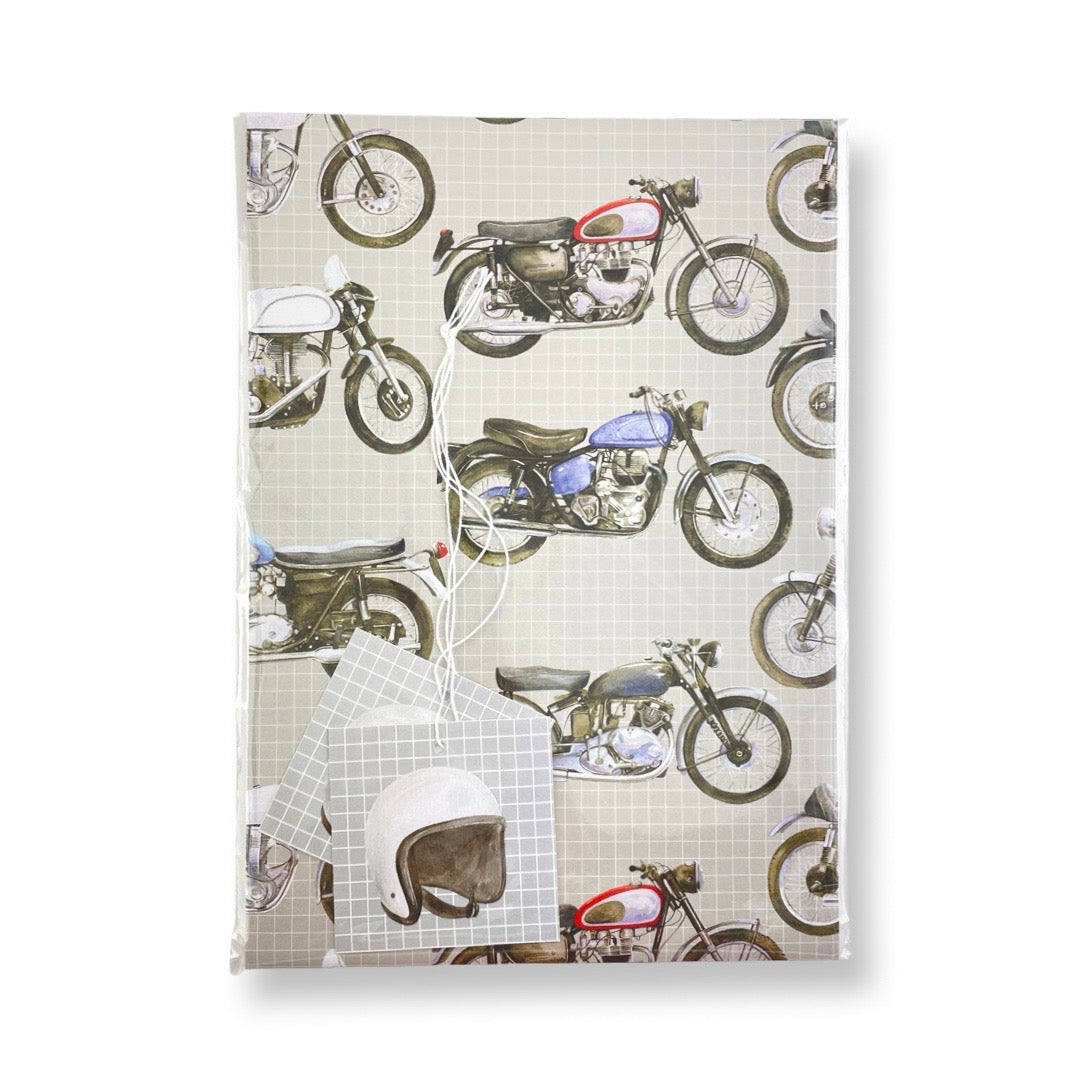 Motorbike Wrapping Paper and Tags