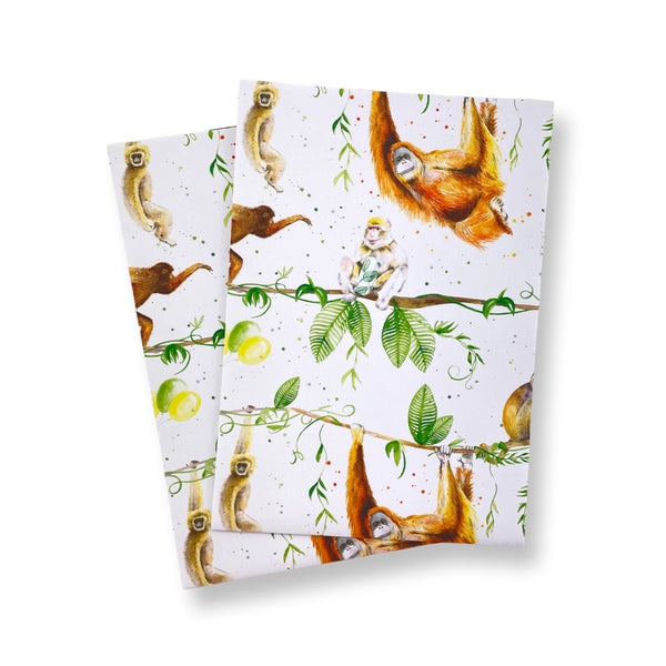 orangutan gibbon monkey primate recycled and recyclable gift wrapping by Ceinwen Campbell