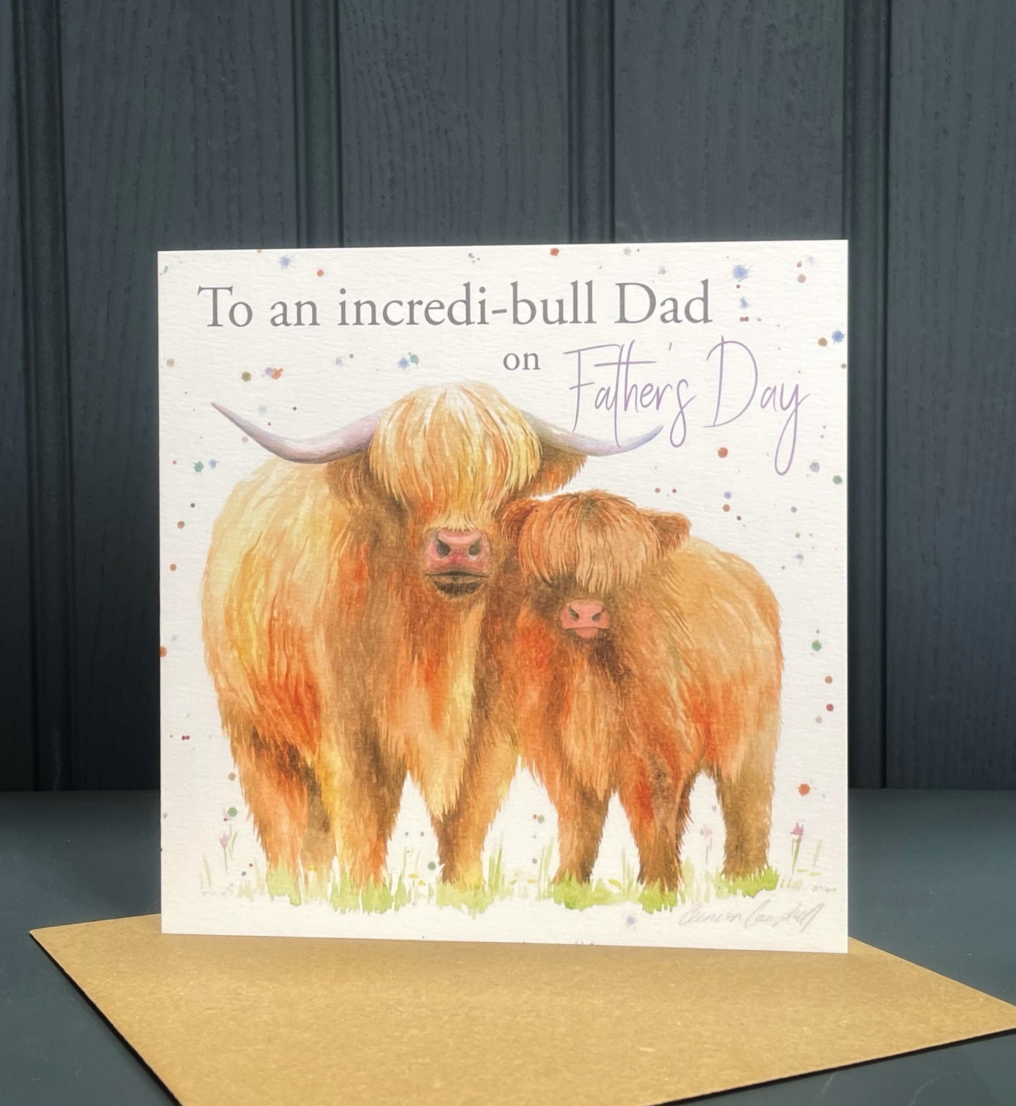 Highland Cow Father's Day Card - Incredible-bull Dad