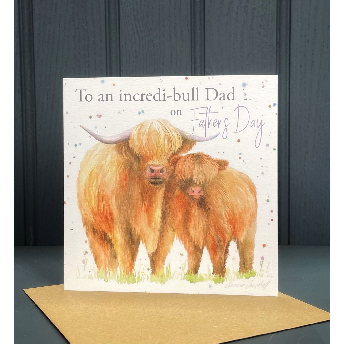 Highland Cow Father's Day Card - Incredible-bull Dad