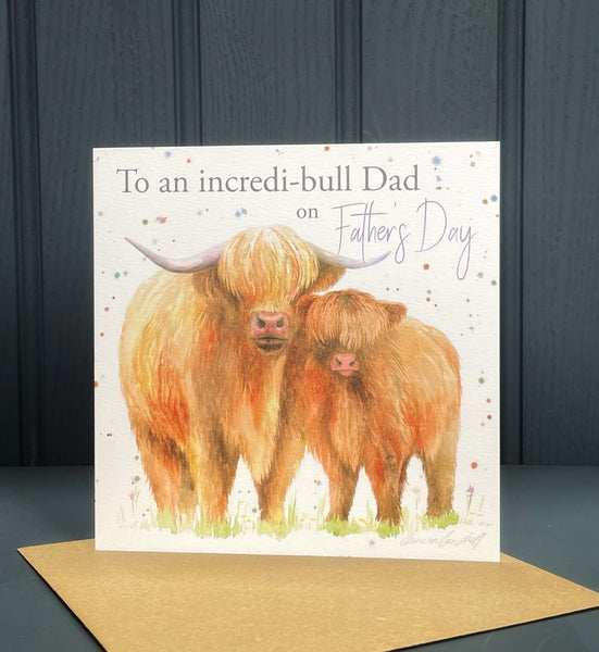 Highland Cow  Father's Day Card - Incredible-bull Dad