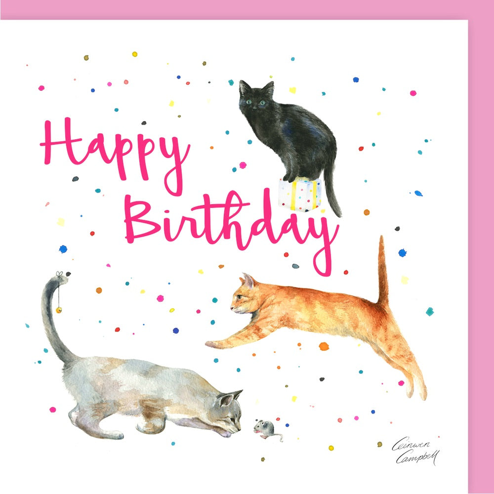 Cats birthday card by Ceinwen Campbell