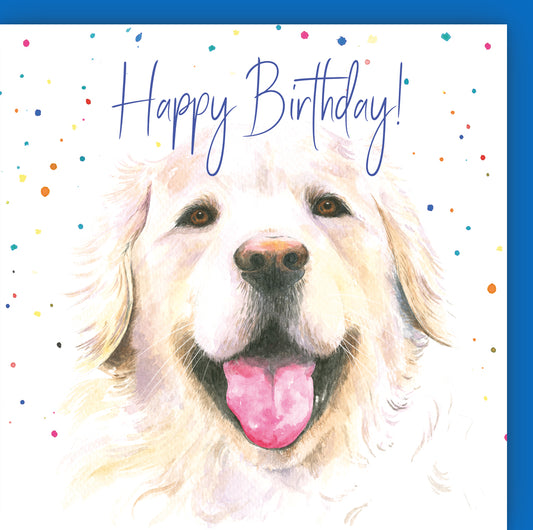 Golden Labrador retriever dog birthday card by Ceinwen Campbell