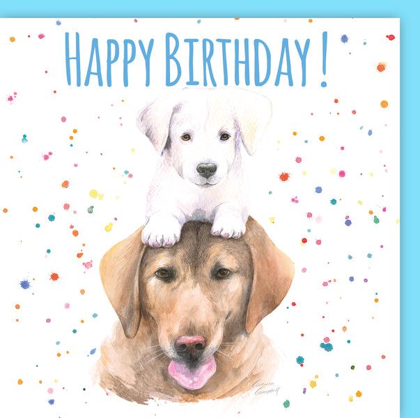 Dog birthday card for mum, dad , child by Ceinwen Campbell