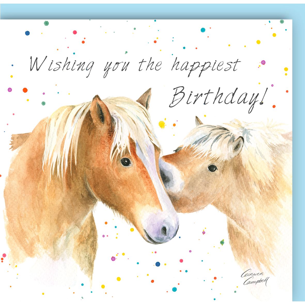 Horse and foal birthday card by Ceinwen Campbell