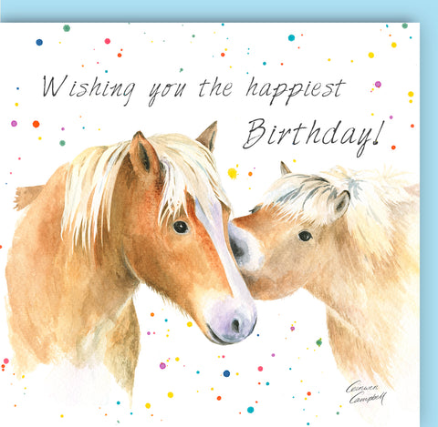 Horse and foal birthday card by Ceinwen Campbell