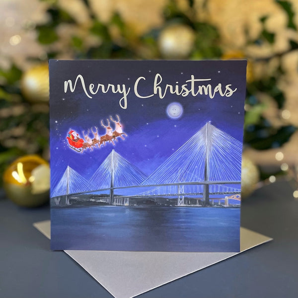 Queensferry Crossing Scottish landmark Christmas card by Ceinwen Campbell