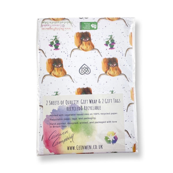 Highland Cow - Thistle and Celtic Knot Work Wrapping Paper and Tags