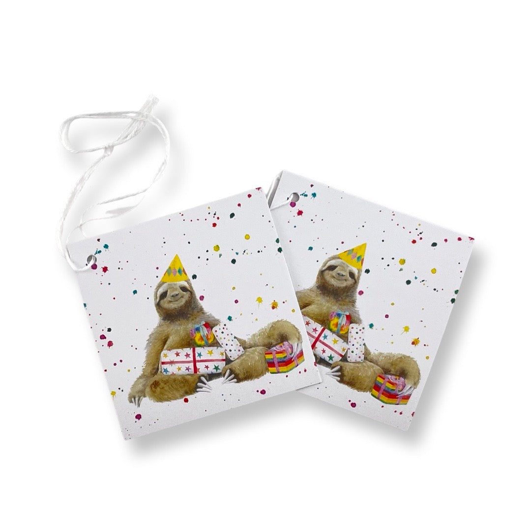sloth recyclable gift wrap and tags by Ceinwen Campbell