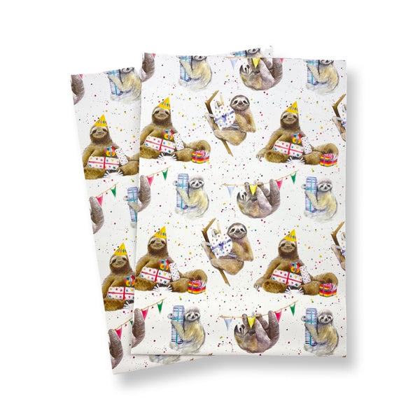 sloth recyclable gift wrap and tags by Ceinwen Campbell