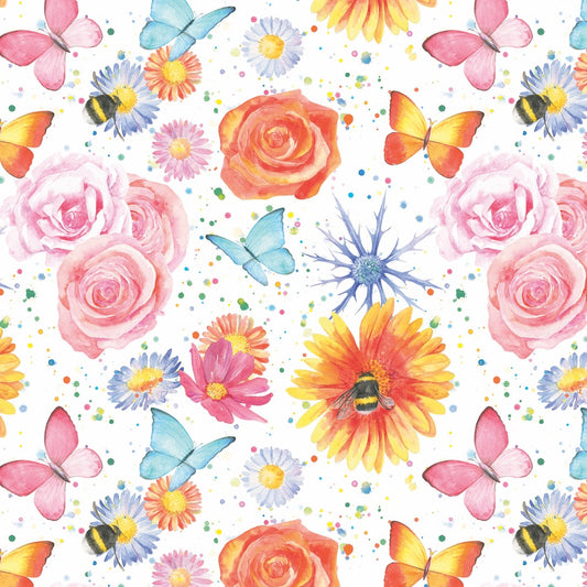 Beautiful floral bee and butterfly gift wrapping perfect form mother's day, birthday and any other occasion.