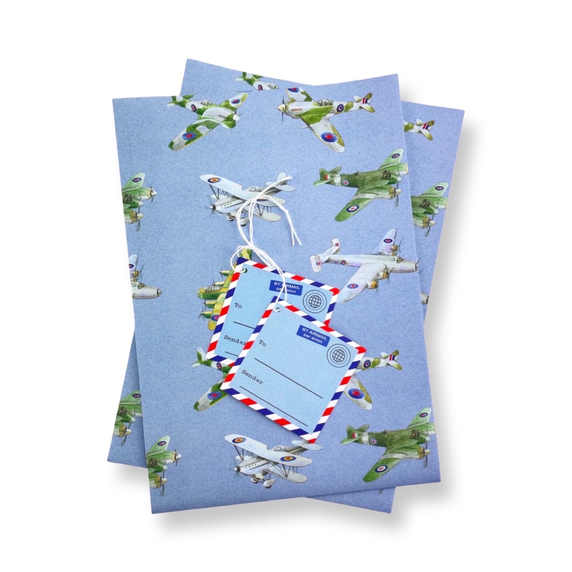 Plane bomber WW2 aeroplane airplane recycled  gift wrapping paper by Ceinwen Campbell and The Arty Penguin