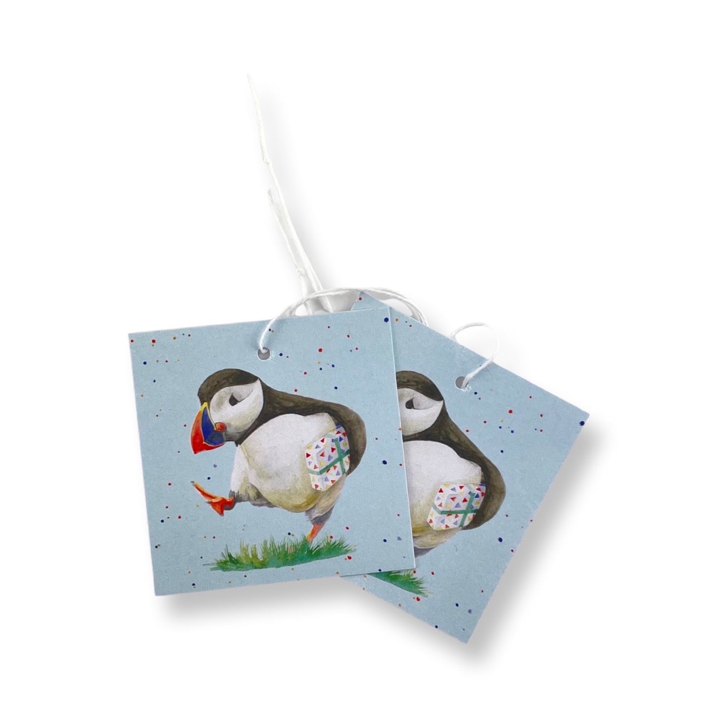 Puffin recycled and recyclable quality gift wrap and tags by Ceinwen Campbell