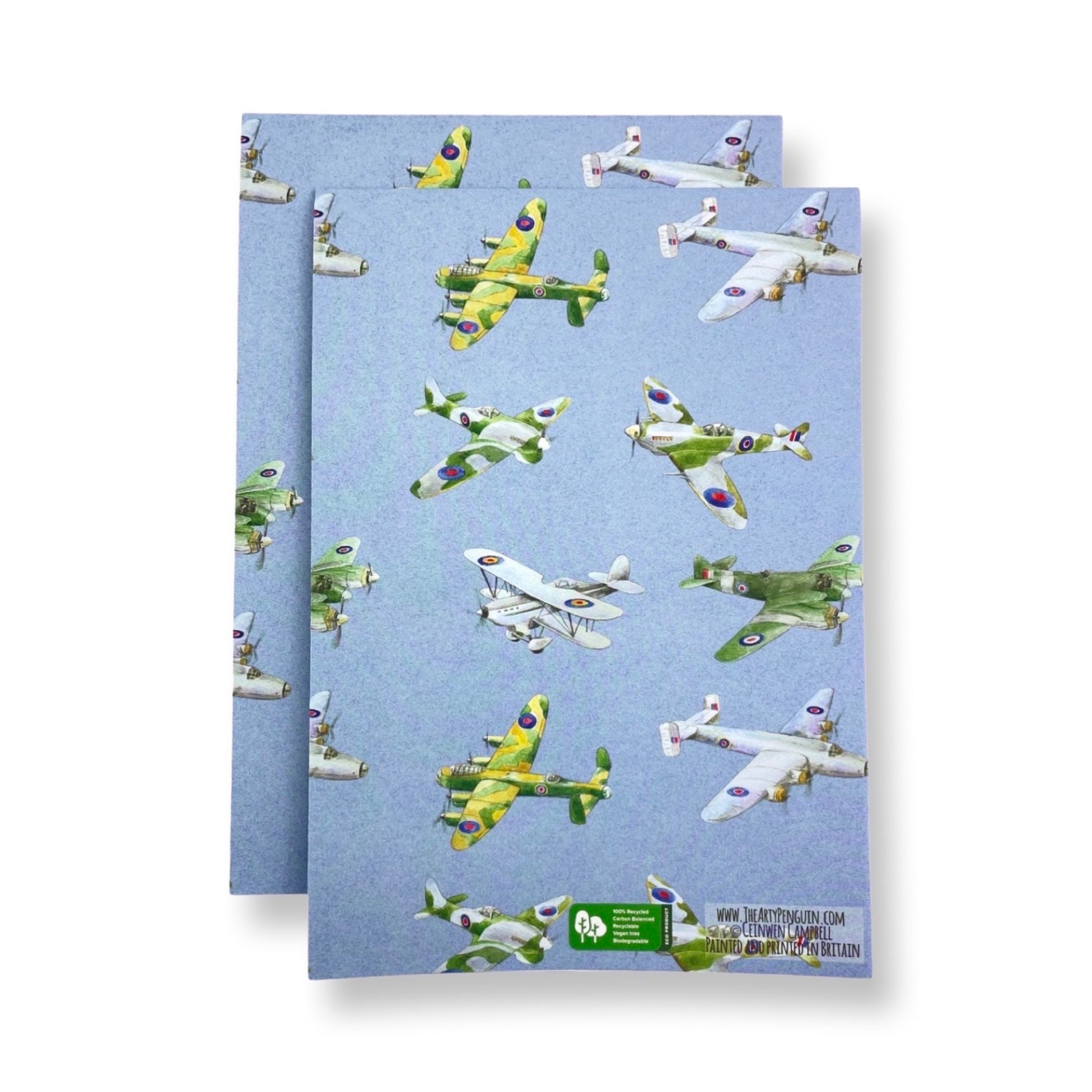 Plane bomber WW2 aeroplane airplane recycled  gift wrapping paper by Ceinwen Campbell and The Arty Penguin