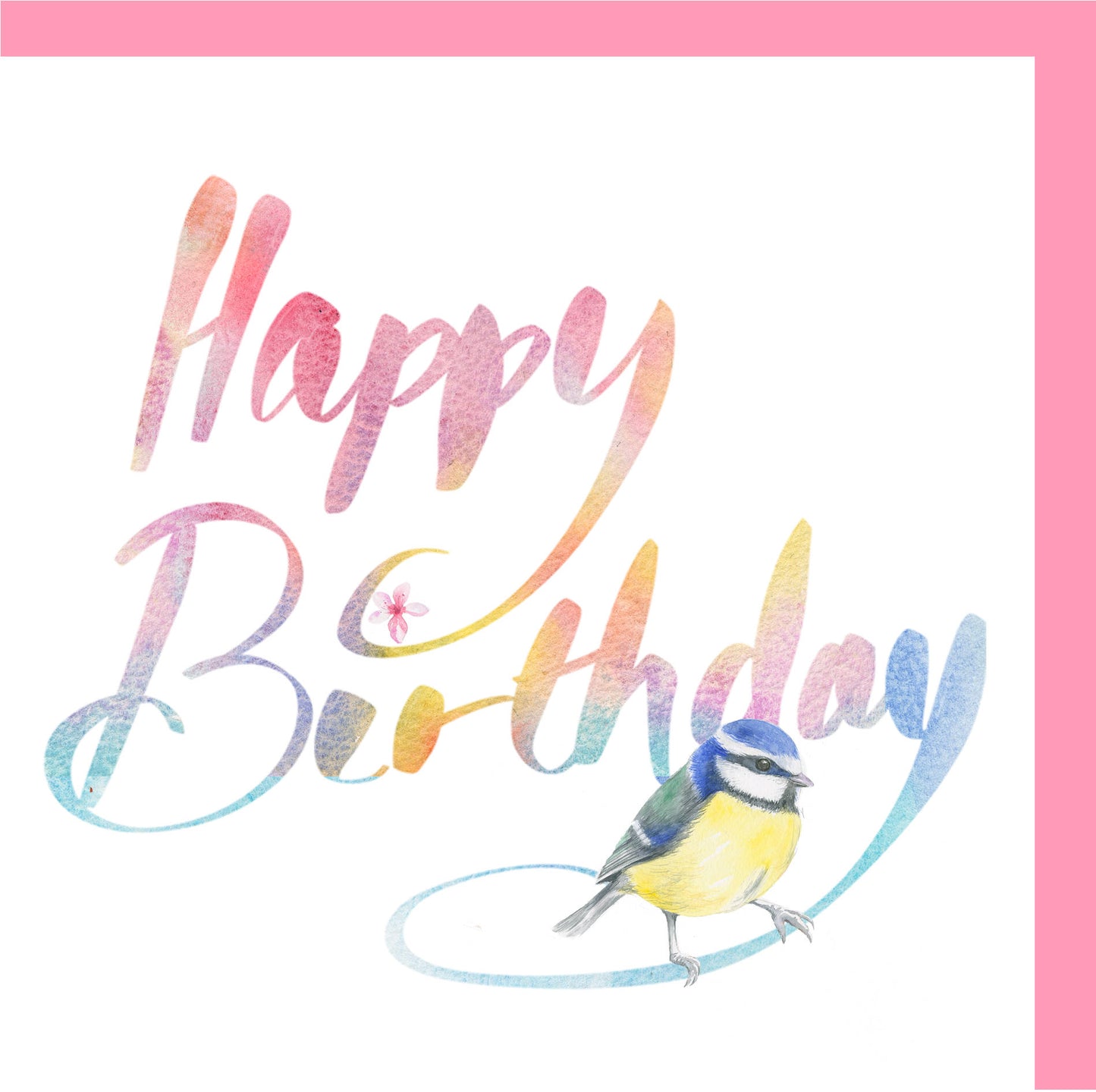 Blue tit British garden bird birthday card