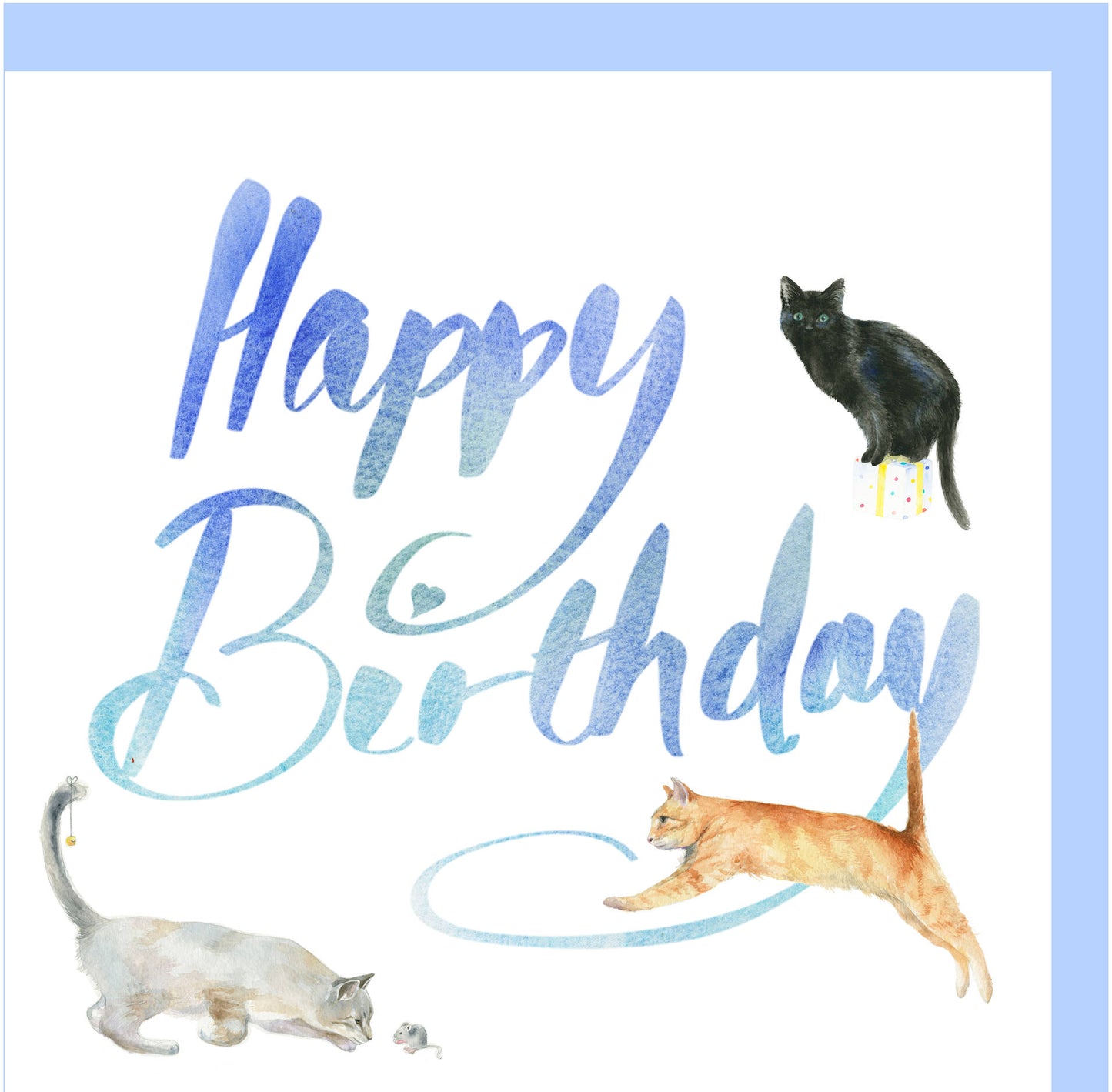 Cat and kitten birthday card by Ceinwen Campbell The Arty Penguin