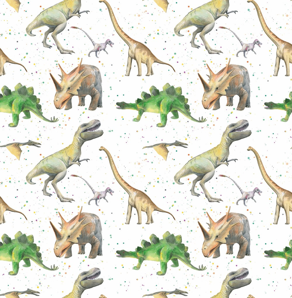 Dinosaur T- rex triceritops recyclable gift wrapping by Ceinwen Campbell